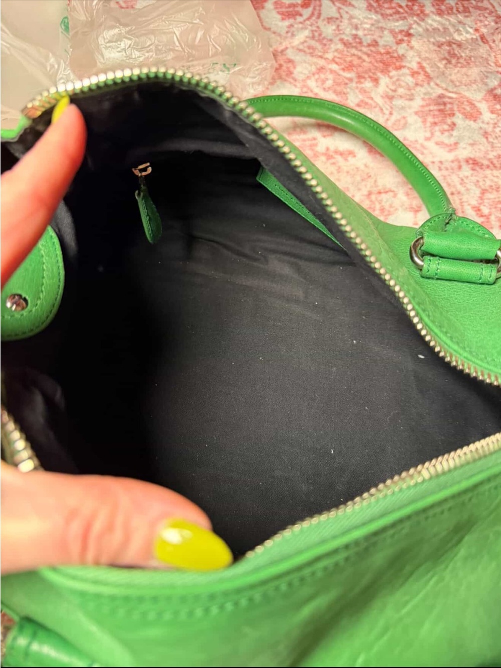 💯Auth! *RARE* VINTAGE! BALENCIAGA CITY WHISTLE BAG Green Leather Silver Hardware - Picture 6 of 16
